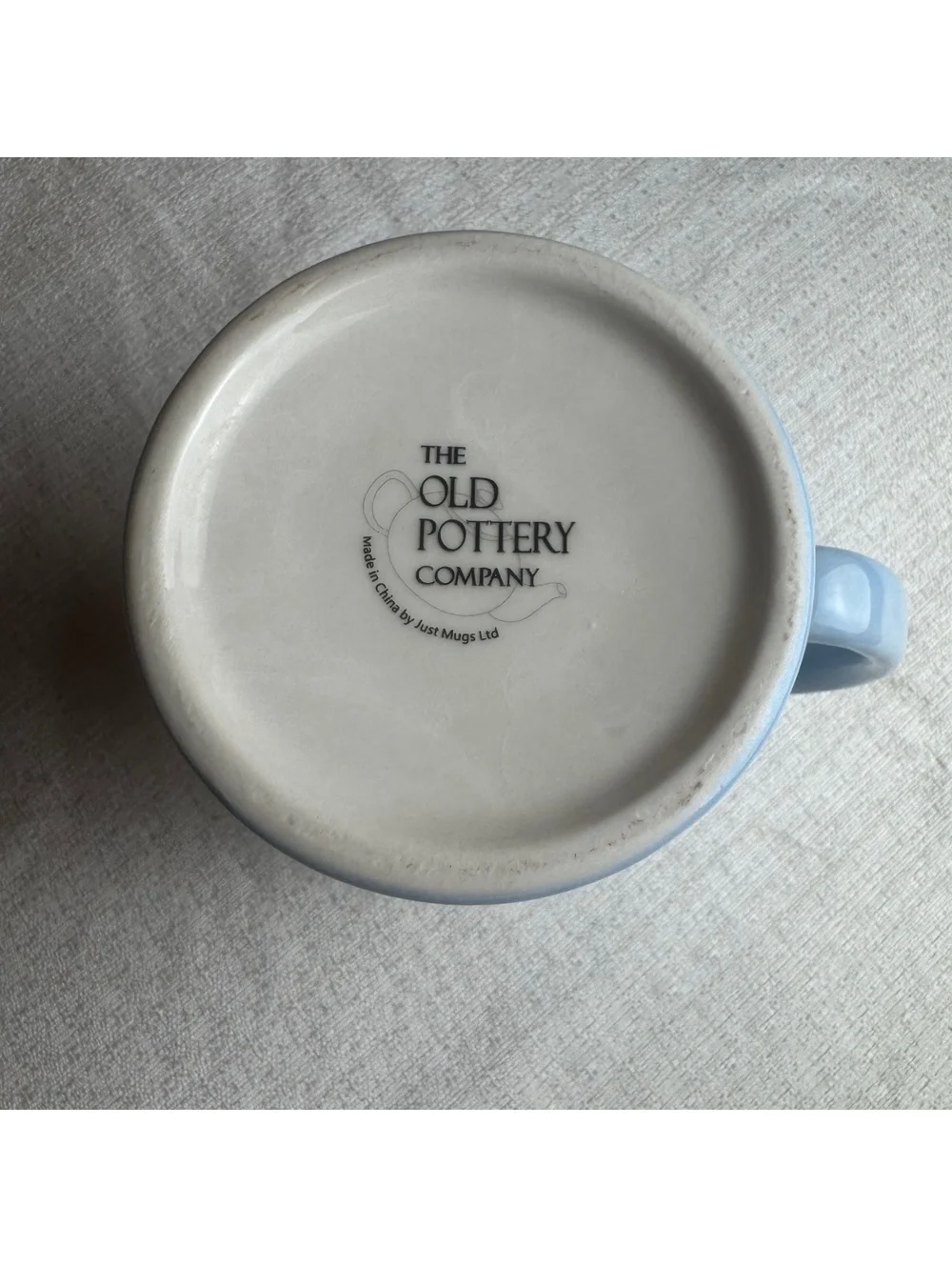 The Old Pottery Company Rainbow Mug Blue Ceramic Coffee Cup 3.75”